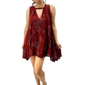 Free People maroon floral sleeveless swing dress